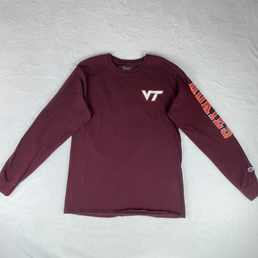 Virginia Tech Hokies 1872 Champion Shirt Football Mens Medium Maroon Authentic